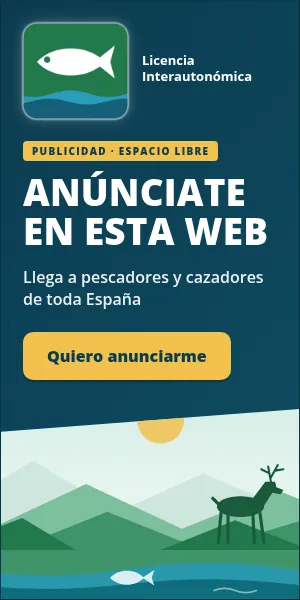 Maqueta de banner vertical de 300 por 600 píxeles, con el texto «Anúnciate en esta web», el logo de la licencia, un paisaje con un ciervo y la etiqueta «Publicidad · espacio libre».