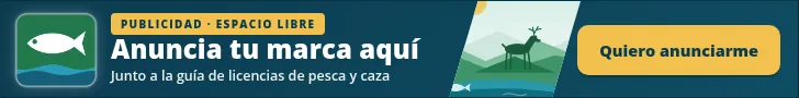 Maqueta de banner horizontal de 728 por 90 píxeles con el texto «Anúnciate en esta web», el logo de Licencia Interautonómica, un paisaje de monte con un ciervo y un río, y la etiqueta «Publicidad · espacio libre».